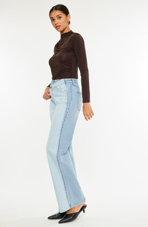 Kancan Clara High Rise Wide Leg Jeans In Light Wash