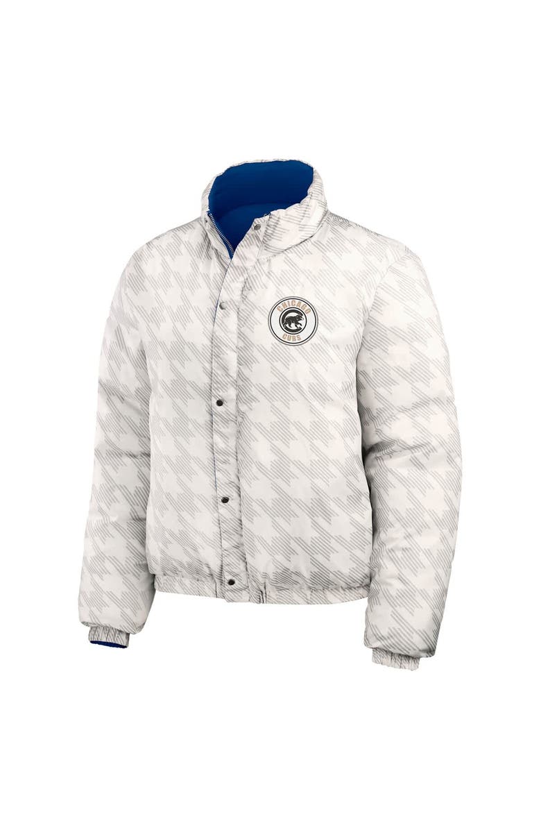 WEAR by Erin Andrews Women's WEAR by Erin Andrews  Royal/White Chicago Cubs Reversible Cropped Full-Zip Puffer Jacket, Alternate, color, 