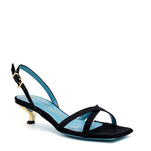Valentina Rangoni Vulcano Halter Satin Sandal In Black Rosso