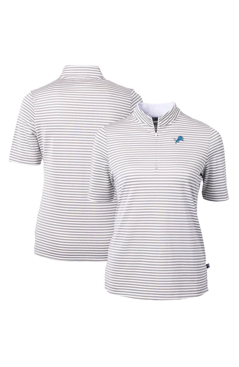 Cutter & Buck Women's Cutter & Buck  Gray Detroit Lions  DryTec Virtue Eco Pique Stripe Recycled Polo, Main, color, 