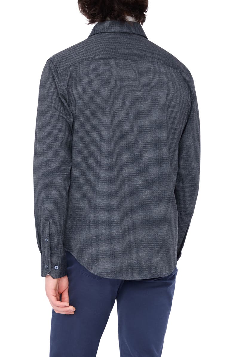 Bugatchi Check Knit Shirt Jacket, Alternate, color, Navy