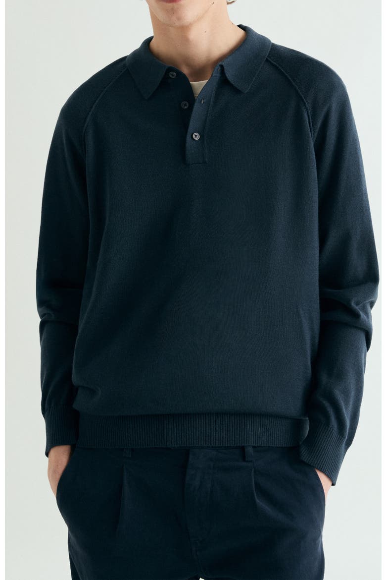 Raglan Polo Neck Sweater, Main, color, Navy