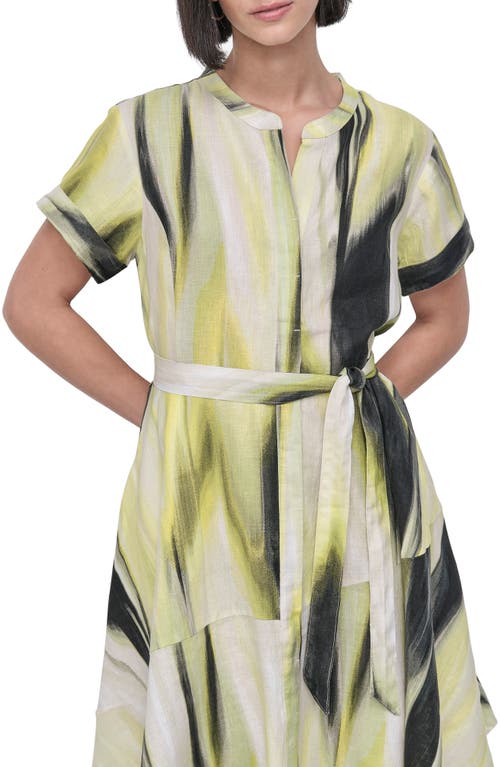 DKNY DKNY PRINT TIE WAIST LINEN MIDI DRESS 