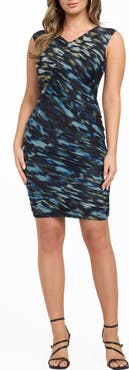 GUESS Everly Sleeveless Ruched Mesh Body-Con Minidress