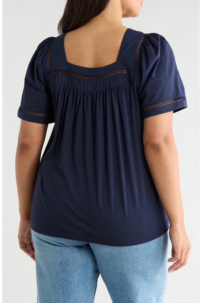 Pintuck Knit Top, Alternate, color, NAVY