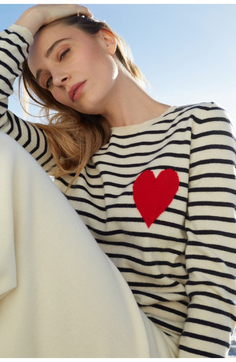 Chinti & Parker Breton Heart Wool & Cashmere Sweater, Alternate, color, Cream