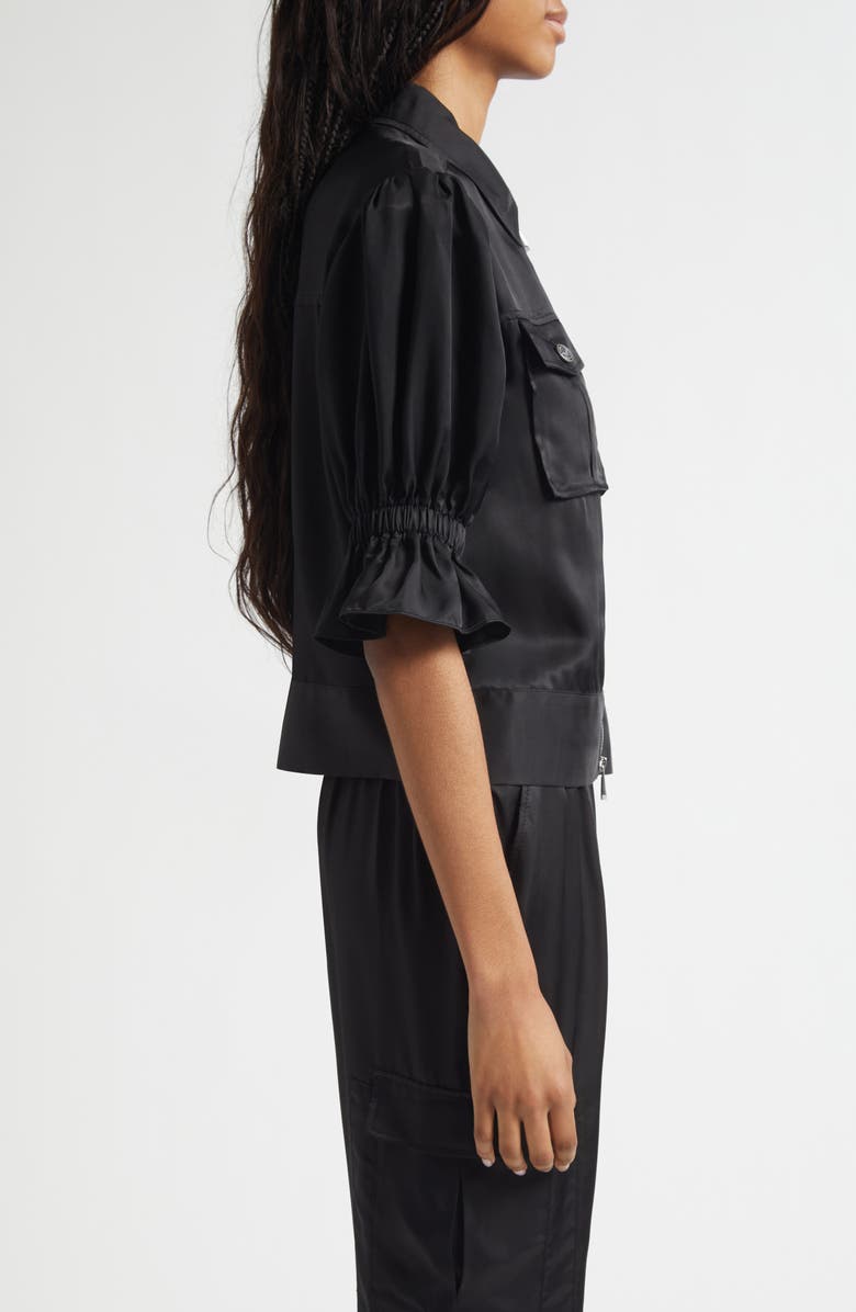 Cinq à Sept Holly Ruffle Sleeve Jacket, Alternate, color, Black