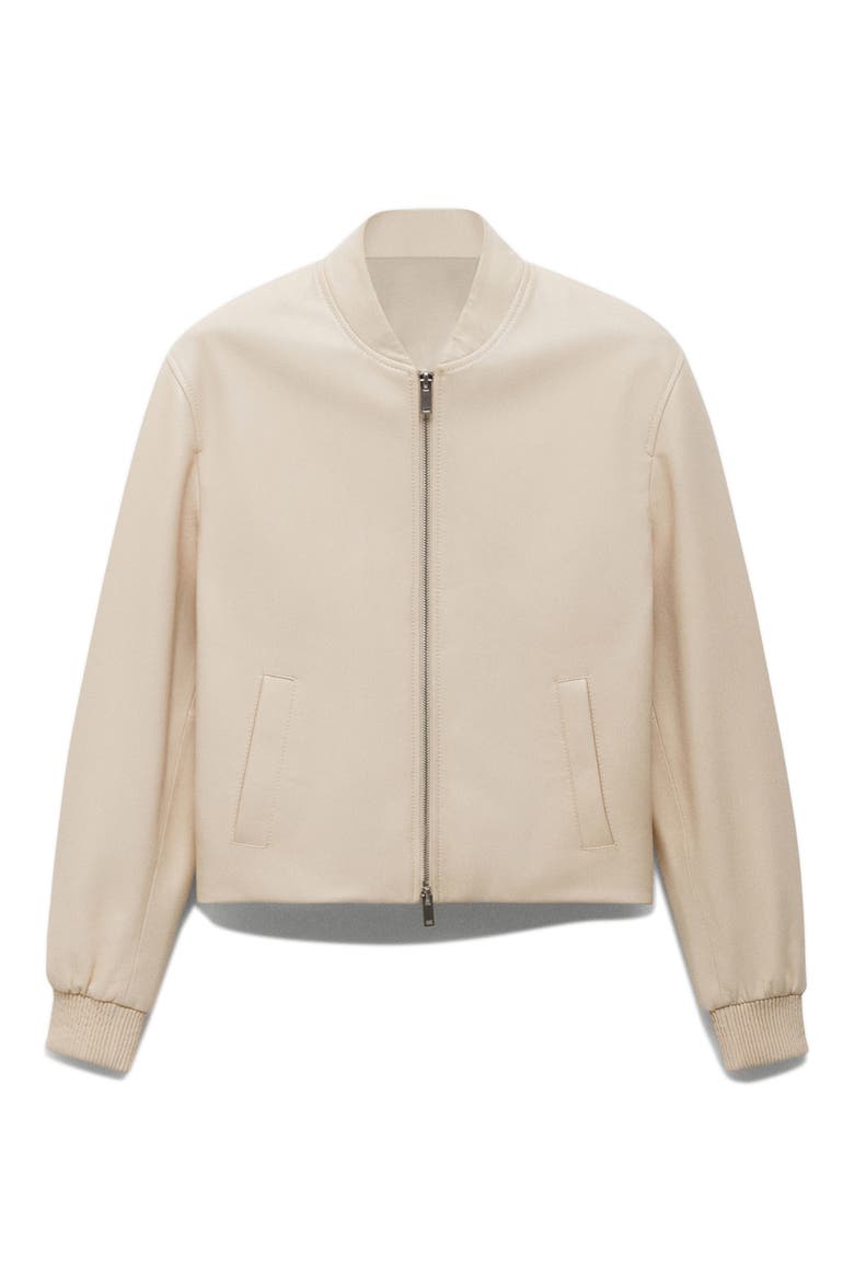 Leather Bomber Jacket, Alternate, color, LIGHT BEIGE