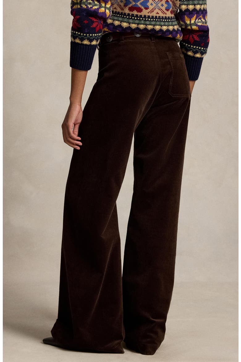 Wide Leg Stretch Cotton Corduroy Pants, Alternate, color, BROWN