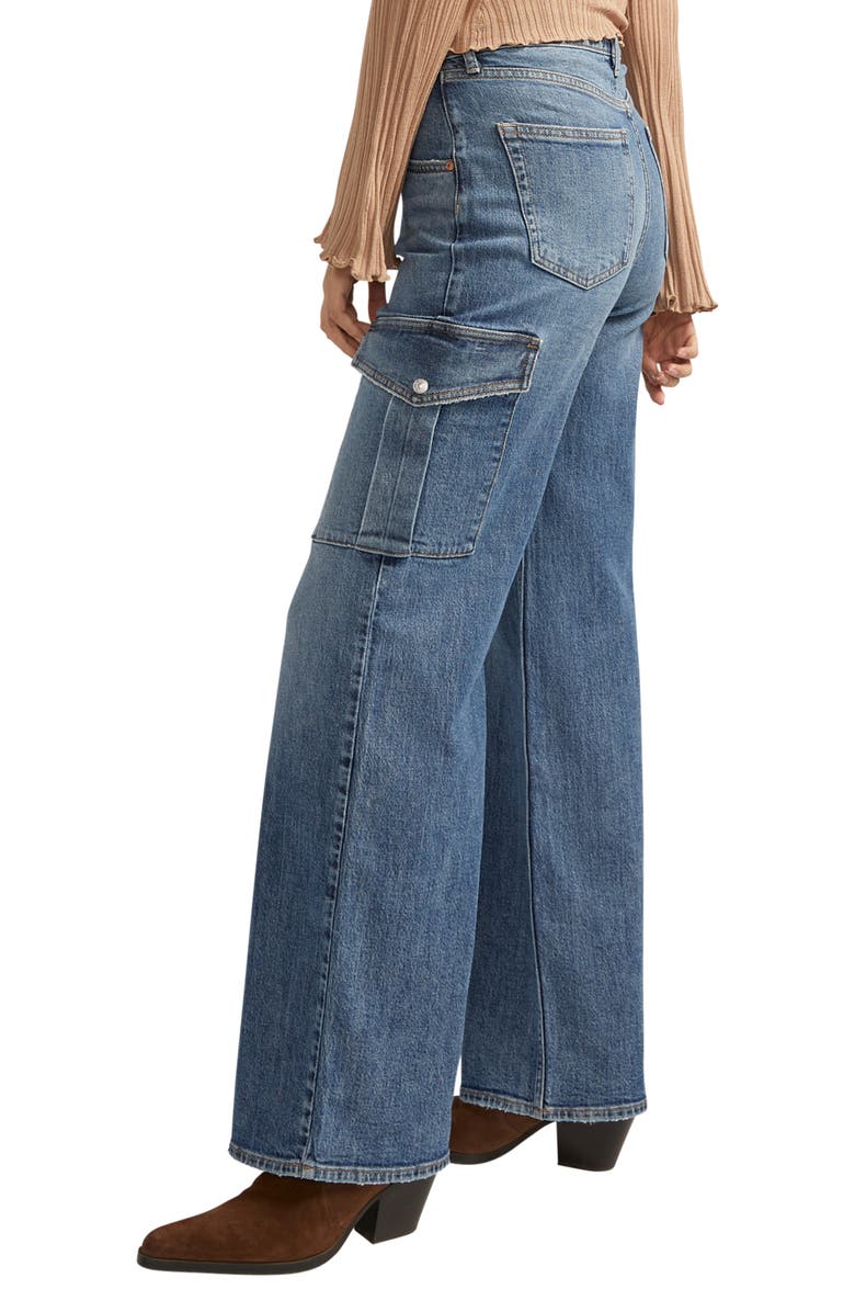 Silver Jeans Co. High Waist Wide Leg Cargo Jeans, Alternate, color, 