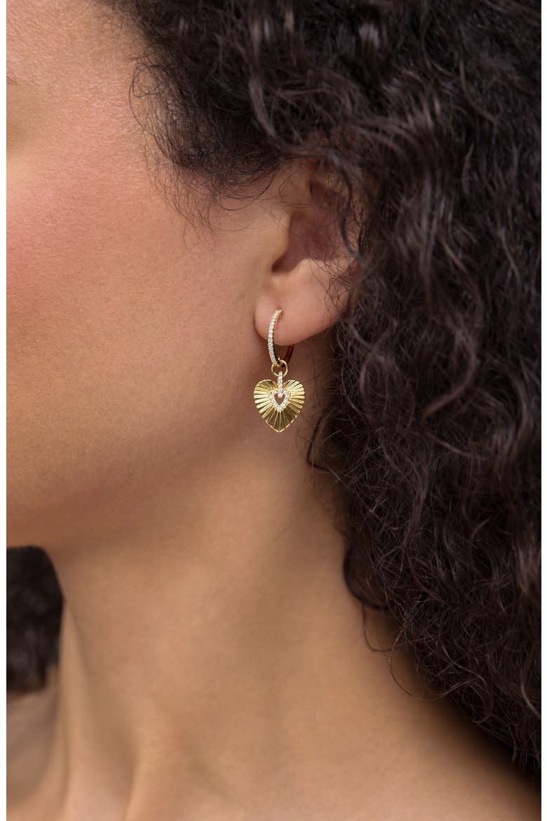 Kiera Diamond Heart Drop Huggie Hoop Earrings, Alternate, color, 18K YELLOW GOLD