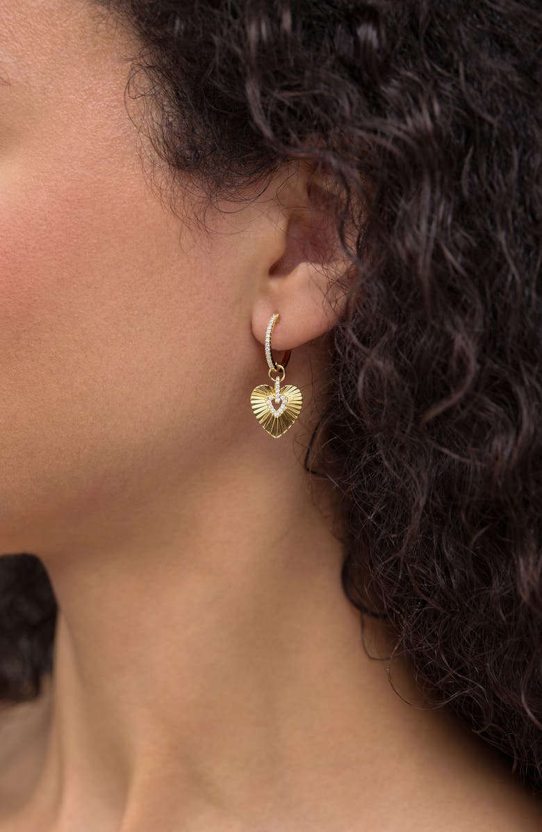 Bony Levy Kiera Diamond Heart Drop Huggie Hoop Earrings, Alternate, color, 18K Yellow Gold