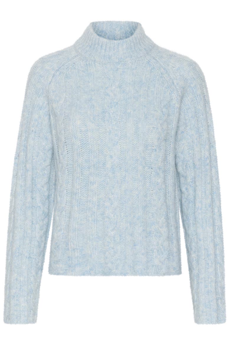 KAnaja Cable Knit Funnel Neck Pullover, Alternate, color, Celestial Blue Melange