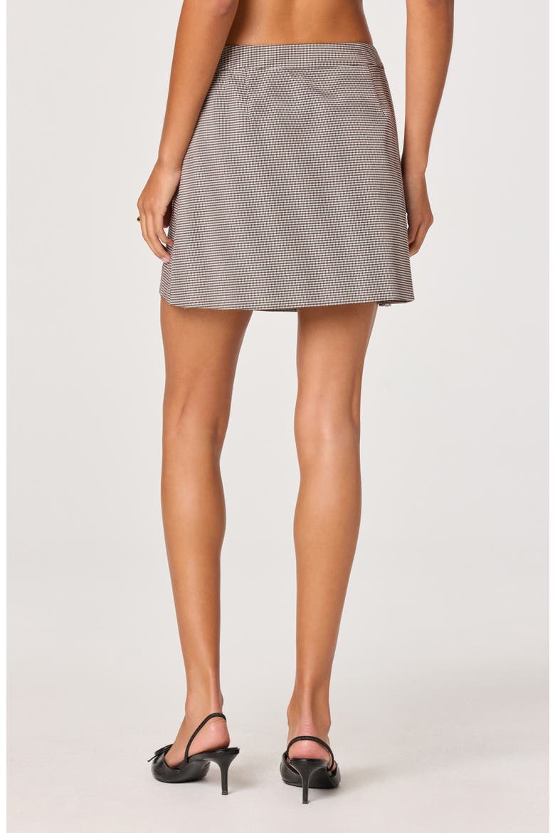 Pleated Houndstooth Wrap Miniskirt, Alternate, color, BLACK HOUNDSTOOTH