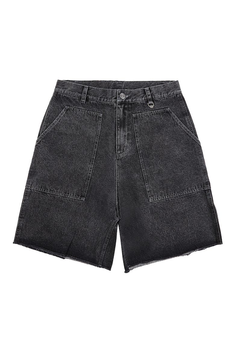 Utility Denim Shorts, Main, color, BLACK