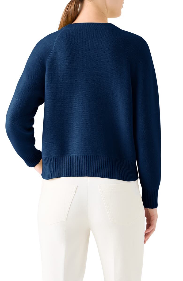 Akris Cashmere Piqué Zip-Up Cardigan, Alternate, color, Denim