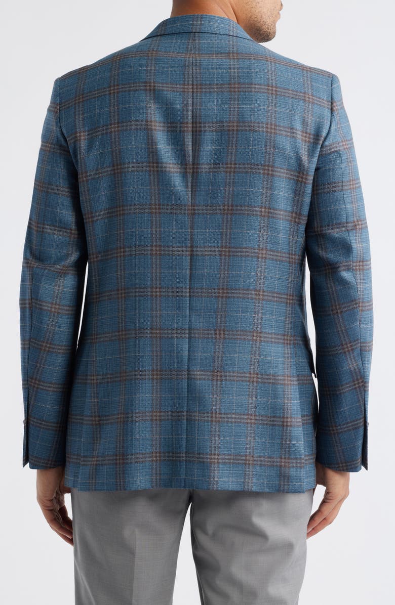 Peter Millar Hyperlight Soft Plaid Wool Sport Coat, Alternate, color, Teal