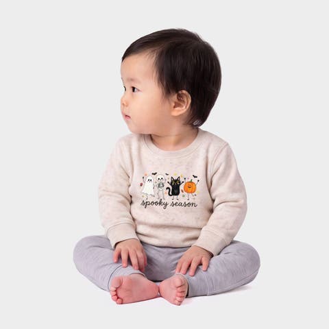 Spooky Season Stick Figures Infant Crew Fleece Sweatshirt