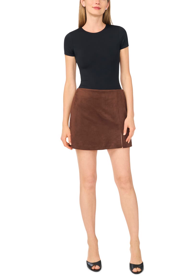 Faux Leather Skort, Alternate, color, CHOCOLATE
