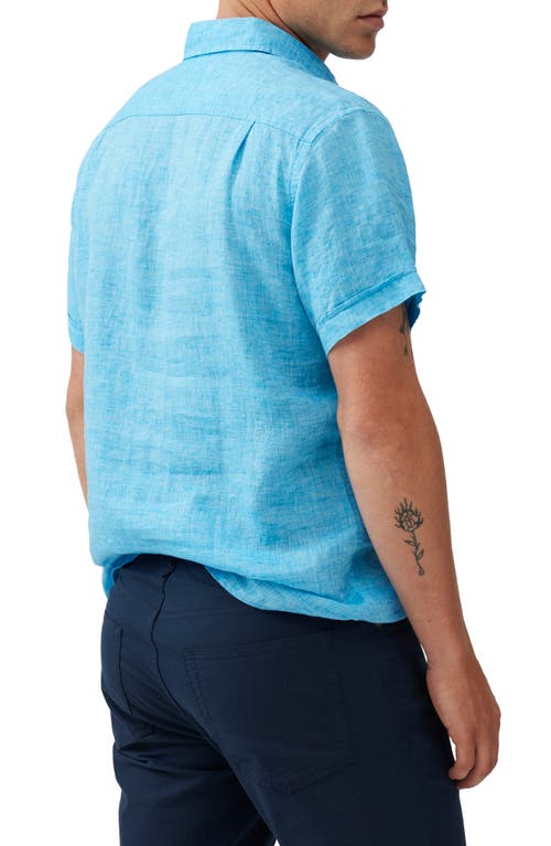 Rodd & Gunn Ellerslie Short Sleeve Linen Button-up Shirt In Cyan