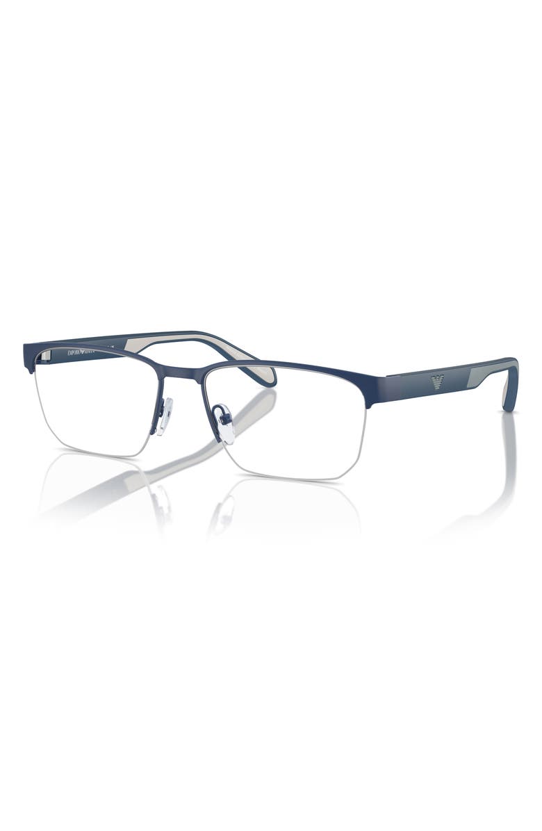 Emporio Armani 54mm Irregular Optical Glasses, Alternate, color, Matte Blue / Demo Lens