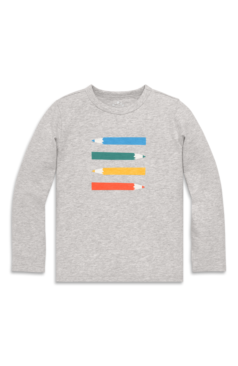 Primary Kids Long Sleeve Colored Pencils Tee, Main, color, Heather Silver