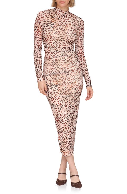 Mock Neck Long Sleeve Body-Con Maxi Dress