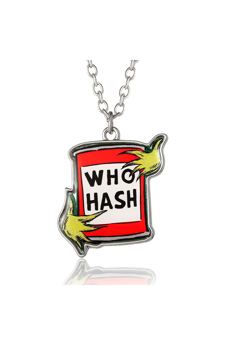 Dr. Seuss The Grinch Who Hash Necklace, 16"+3", Main, color, Red