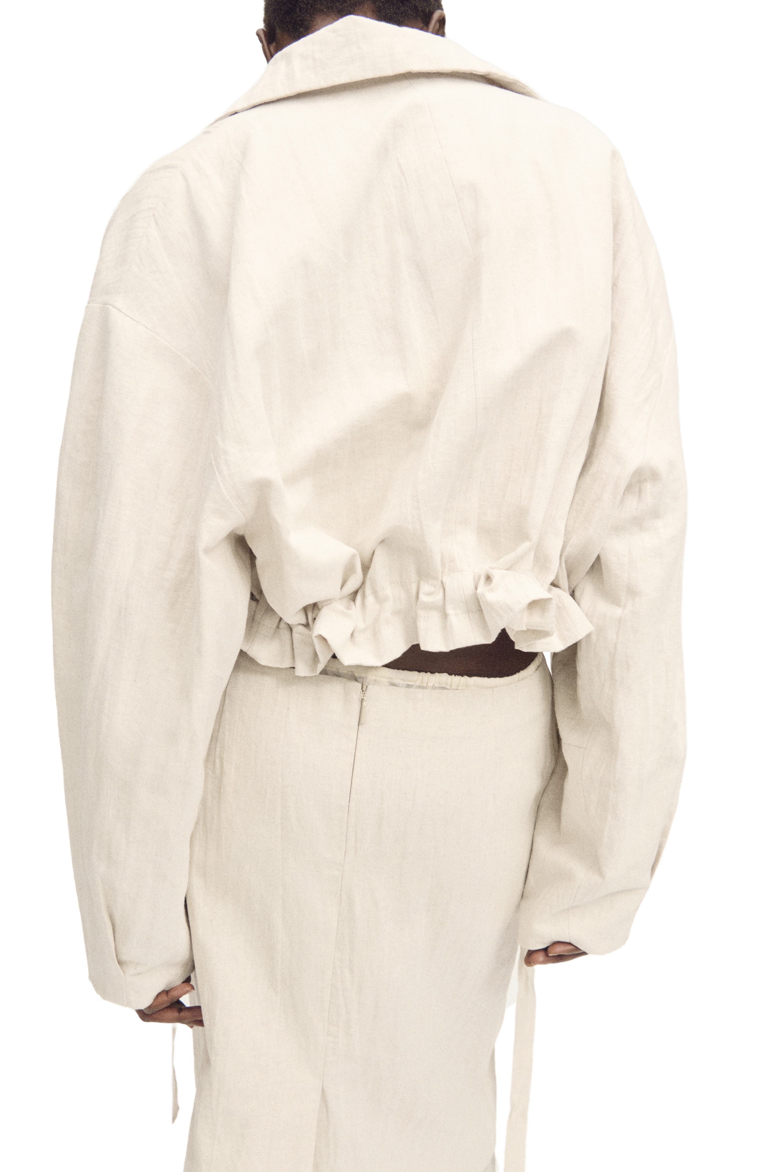 Oversize Crop Cotton & Linen Jacket - image 2