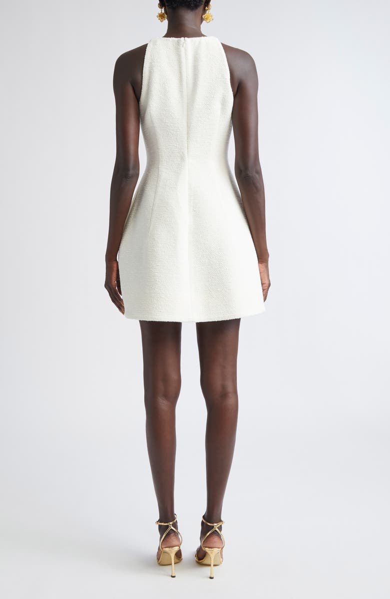 Oscar de la Renta Floral Embroidered Tweed Minidress, Alternate, color, Ivory