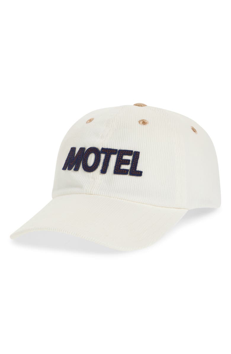 Drake's Motel Felt Appliqué Corduroy Adjustable Baseball Cap, Main, color, White