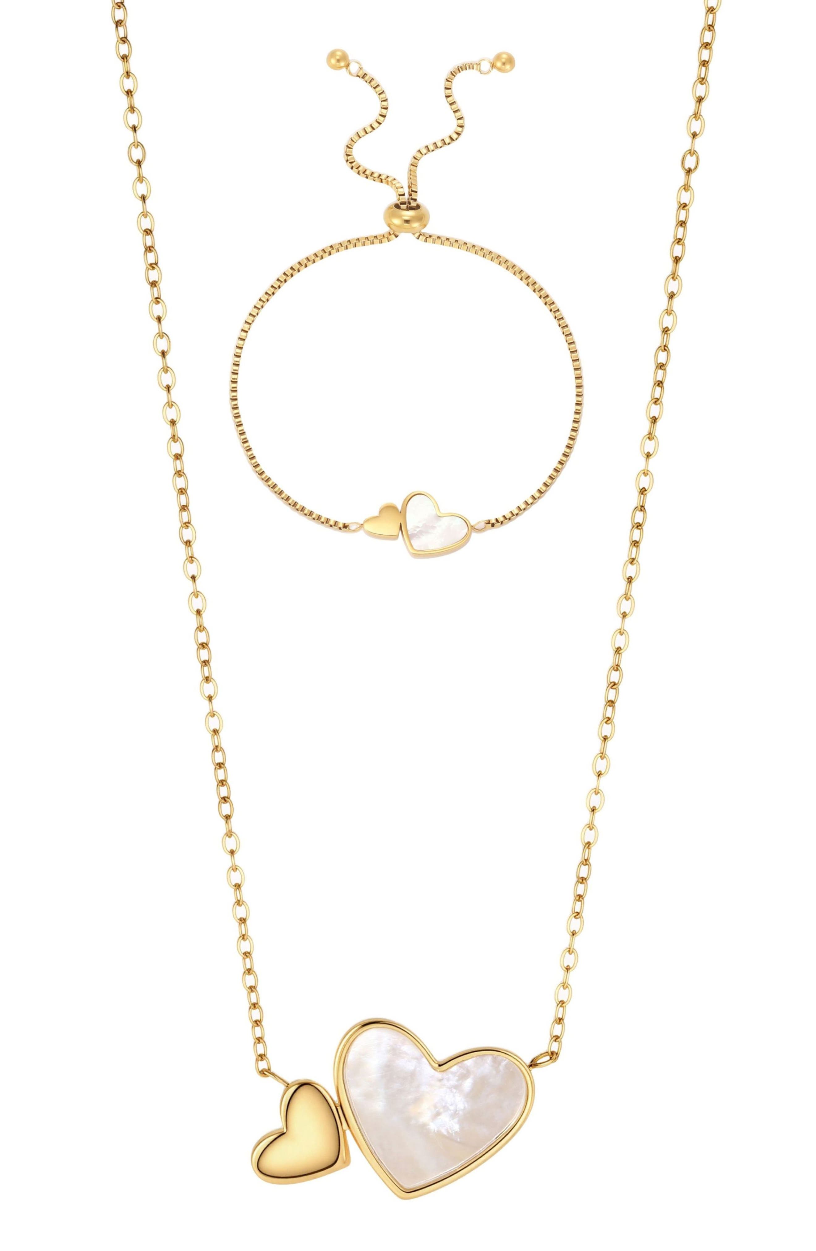 Mother of Pearl Heart 2-Piece Jewelry Set