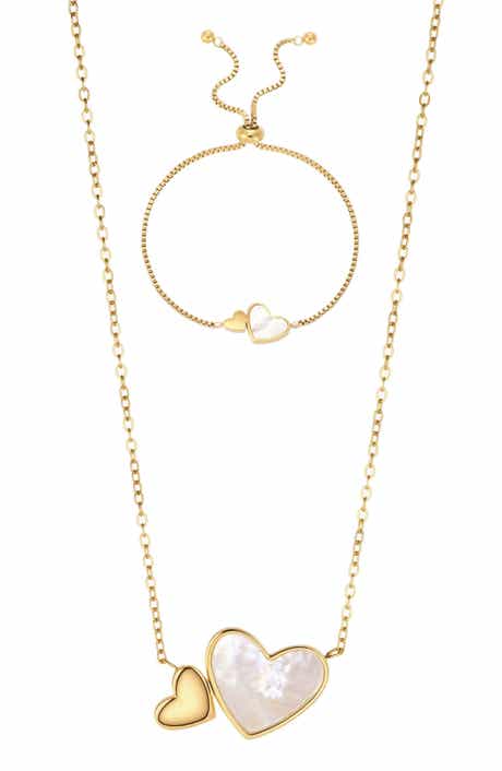 Mother of Pearl Heart 2-Piece Jewelry Set