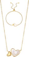 Adornia Mother of Pearl Heart 2-Piece Jewelry Set