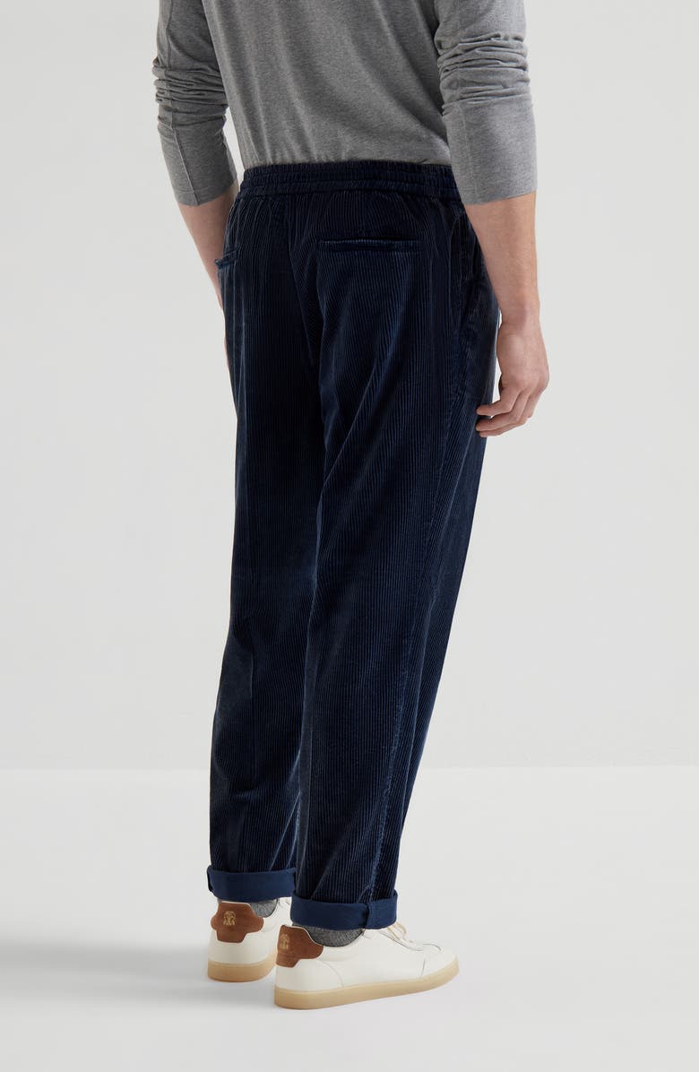 Brunello Cucinelli Leisure fit trousers with drawstring, Alternate, color, Navy Blue