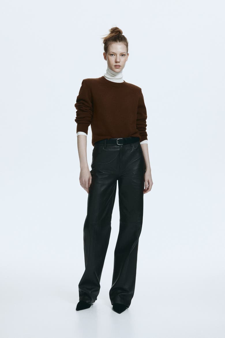 Shoulder-pad Jumper, Alternate, color, Dark brown