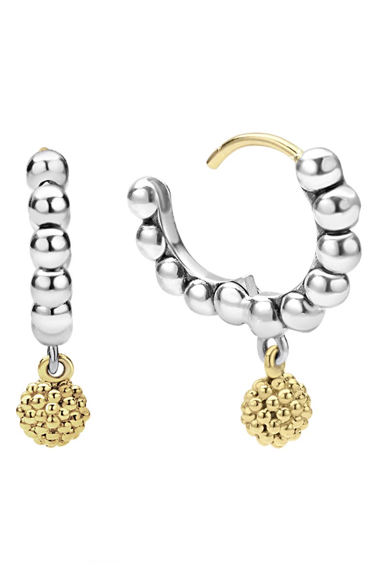 LAGOS Two-Tone Caviar Beaded Huggie Hoop Earrings, Alternate, color, Silver