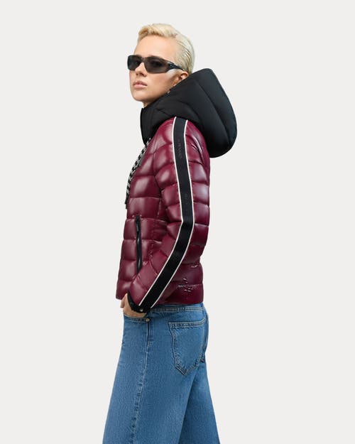 Alpenhaus Rousset Lightweight Cinched Puffer Jacket With Contrast Detailing In Burgundy
