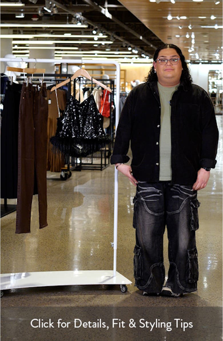 Della Feather Trim Sequin Halter Top, sales video thumbnail