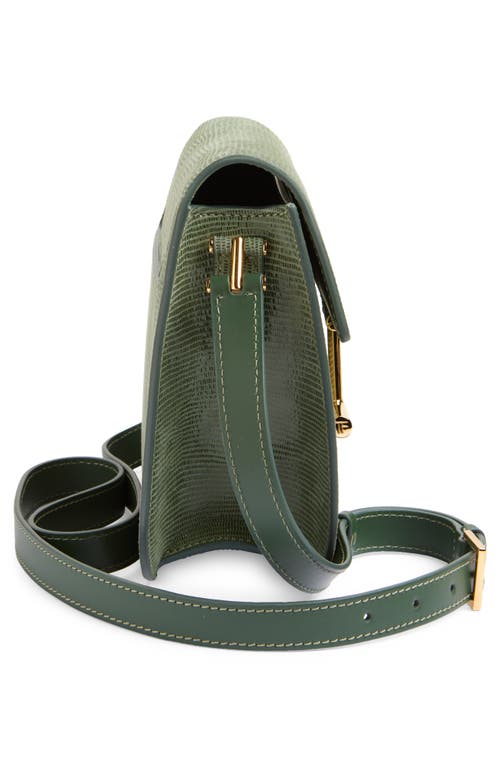 Tom Ford Mini Tara Lizard Embossed Suede Crossbody Bag In Laurel Green