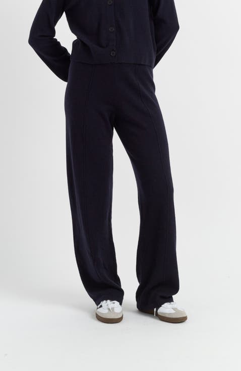 Wool Cashmere Wide Leg Track Pants