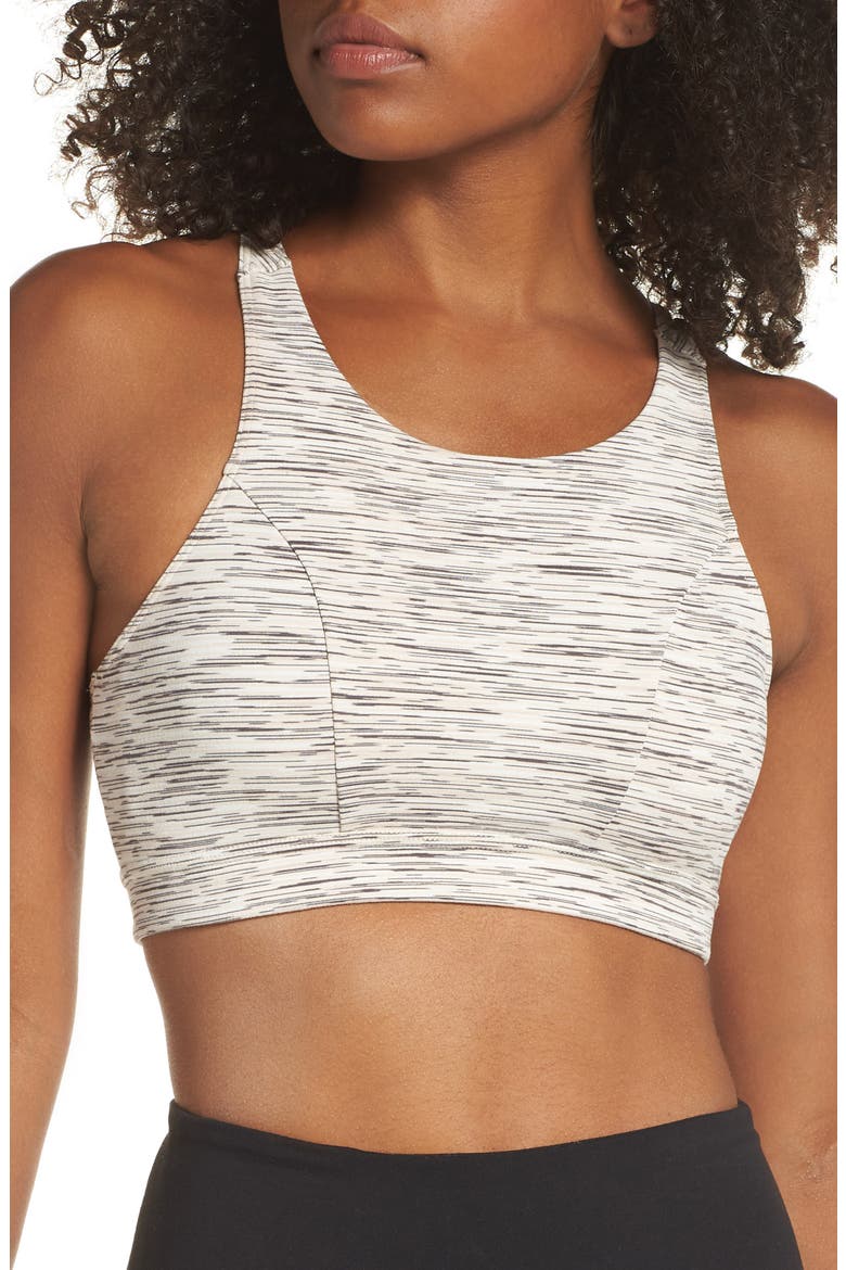 Sheer Drama Element Sports Bra, Main, color, BEIGE DUNE