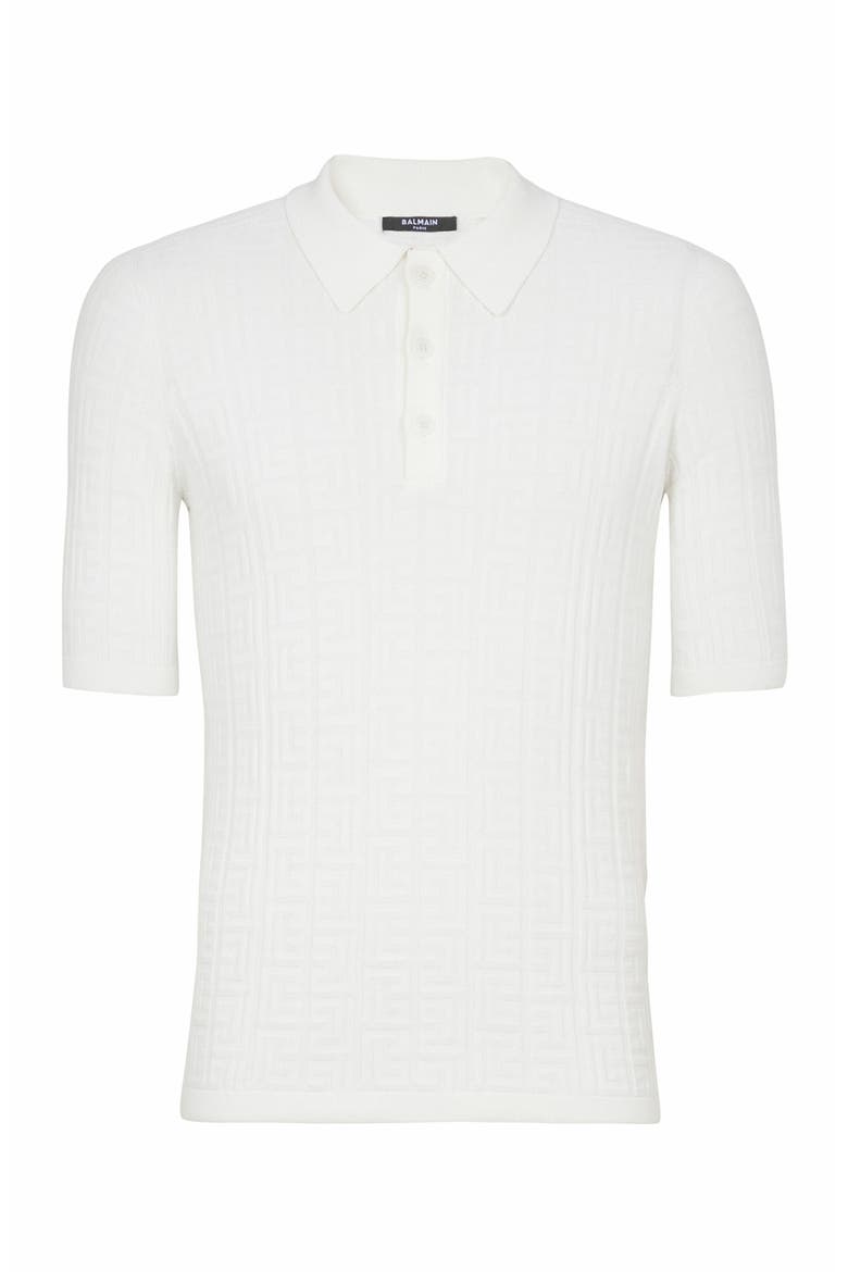 Monogram Knit Polo Shirt, Alternate, color, White