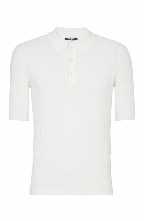 Shop Balmain Monogram Knit Polo Shirt