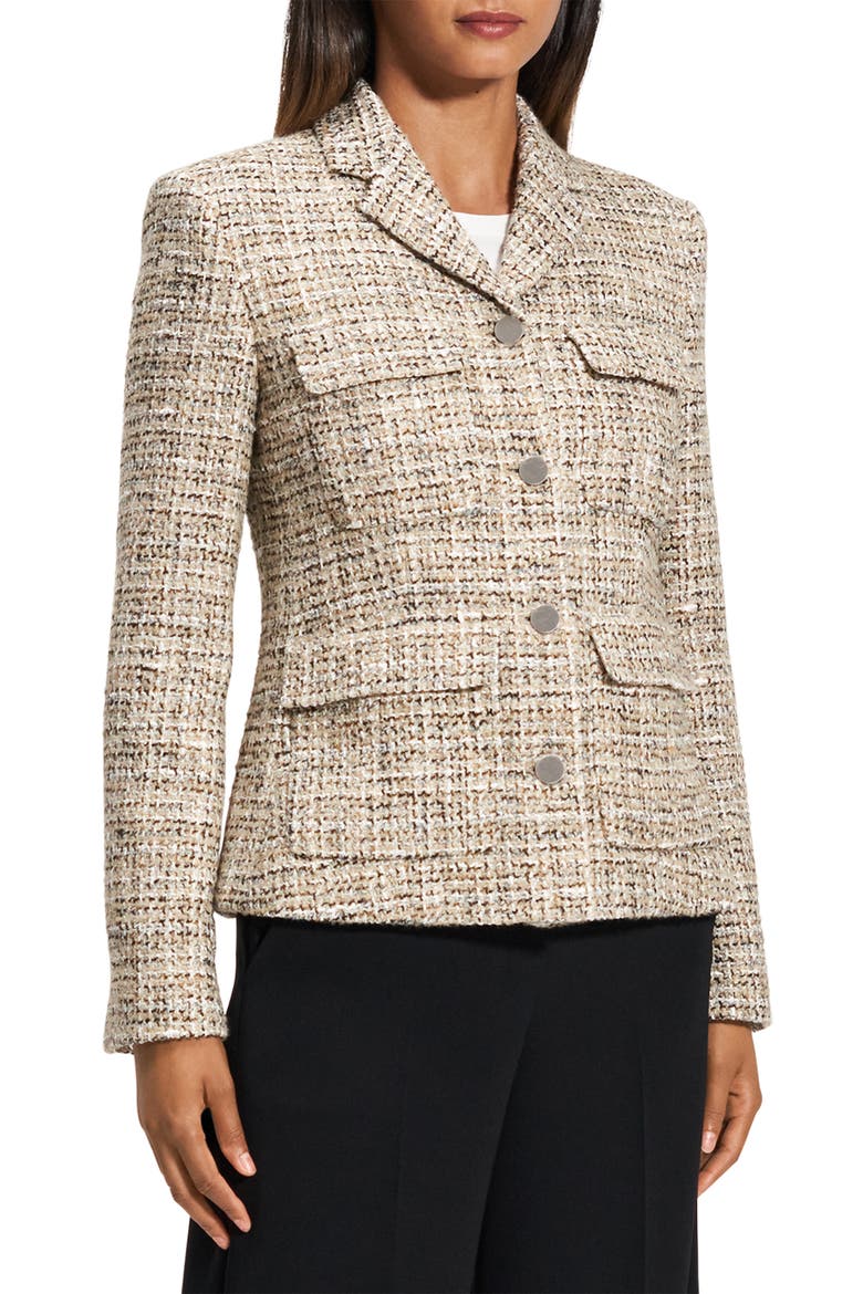 Tweed Military Jacket, Alternate, color, WHEAT MULTI