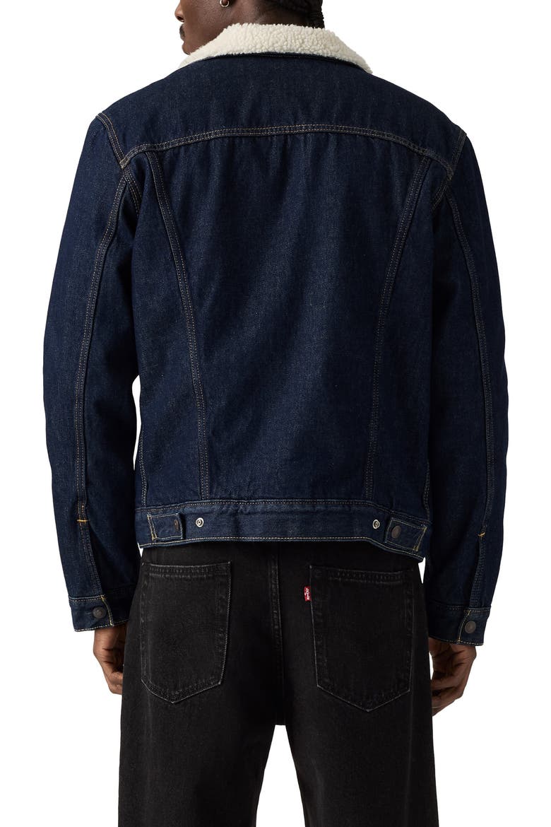Type III Fleece Lined Denim Trucker Jacket, Alternate, color, GIVE IT A RINSE SHERPA