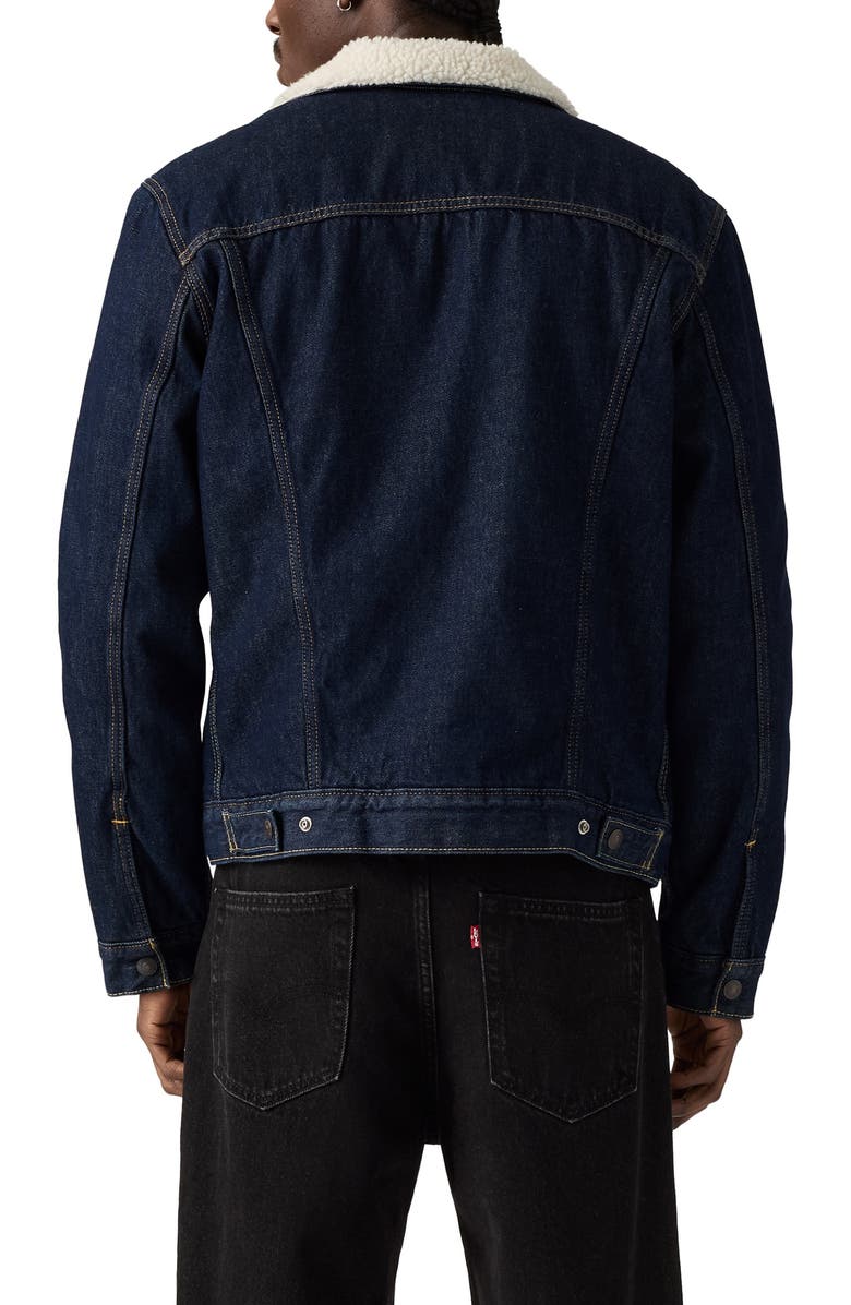 Levi's Type III Fleece Lined Denim Trucker Jacket, Alternate, color, Give It A Rinse Sherpa