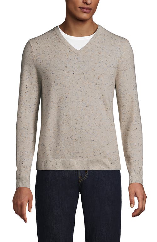 Lands' End Fine Gauge Cashmere V-neck Sweater In Gray