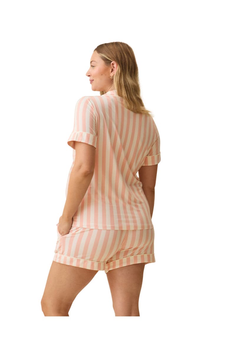 Clea Maternity & Postpartum Short Sleeve Pajama Set, Alternate, color, Sunset Pink Stripe