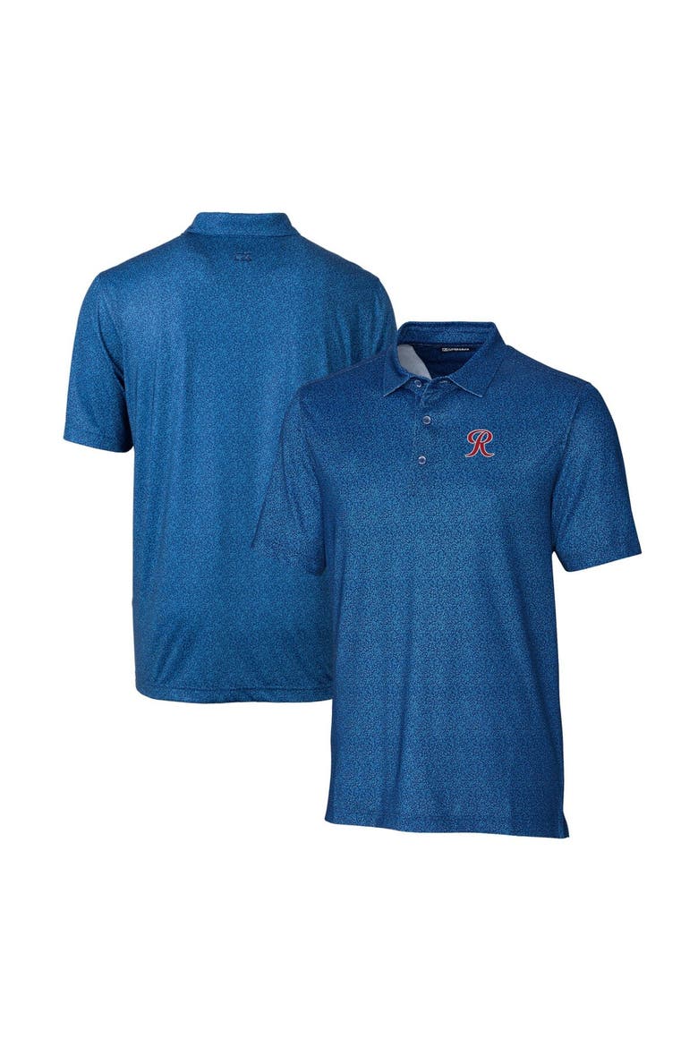 Men's Cutter & Buck Blue Tacoma Rainiers Pike Micro Floral Stretch Polo, Main, color, Navy